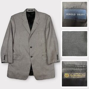 Loro Piana Blazer Mens 42L Black White Cashmere Houndstooth‎ Arnold Brant Jacket